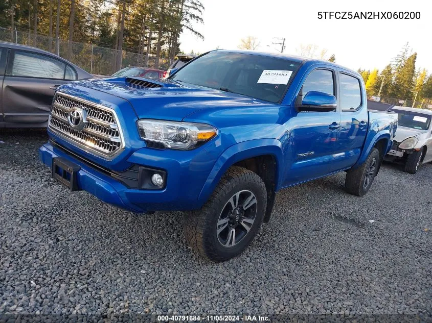 2017 Toyota Tacoma Trd Sport VIN: 5TFCZ5AN2HX060200 Lot: 40791684