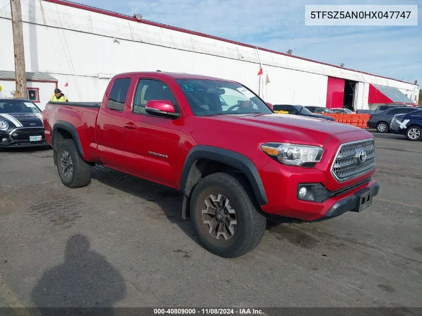 2017 Toyota Tacoma Trd Off Road VIN: 5TFSZ5AN0HX047747 Lot: 40809000