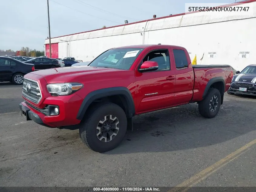 2017 Toyota Tacoma Trd Off Road VIN: 5TFSZ5AN0HX047747 Lot: 40809000