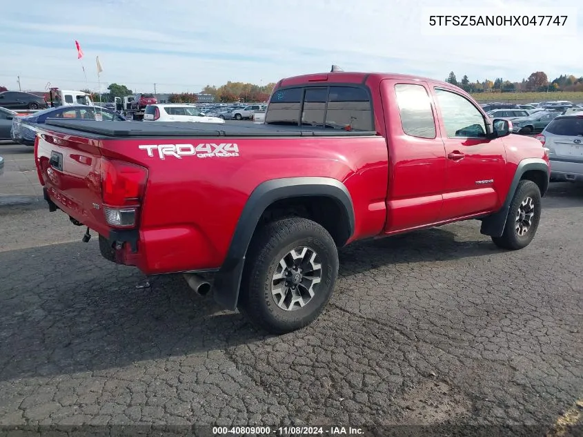 2017 Toyota Tacoma Trd Off Road VIN: 5TFSZ5AN0HX047747 Lot: 40809000