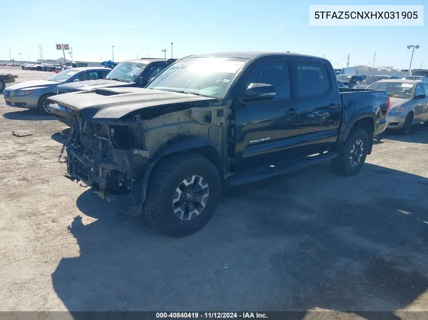 2017 Toyota Tacoma Trd Off Road VIN: 5TFAZ5CNXHX031905 Lot: 40840419