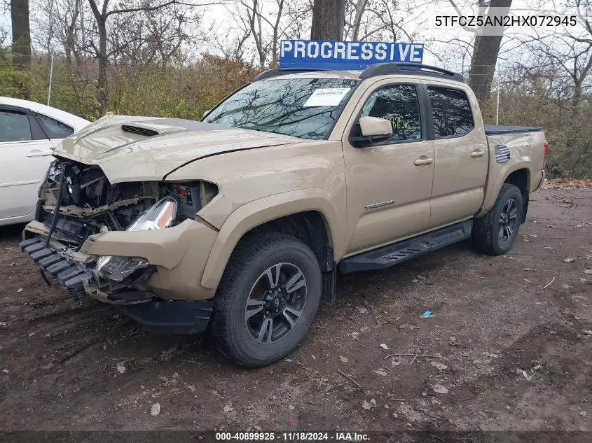 2017 Toyota Tacoma Trd Sport VIN: 5TFCZ5AN2HX072945 Lot: 40899925