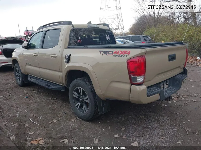 2017 Toyota Tacoma Trd Sport VIN: 5TFCZ5AN2HX072945 Lot: 40899925