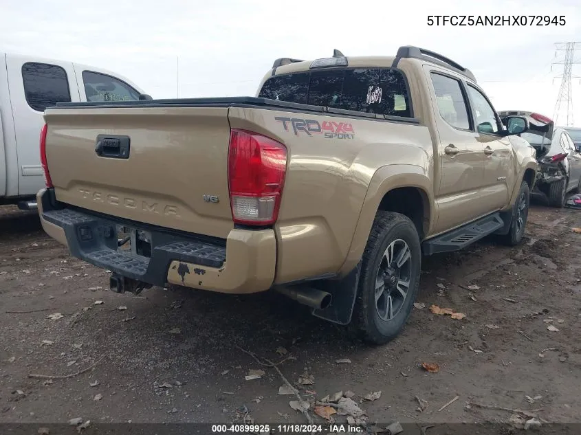 2017 Toyota Tacoma Trd Sport VIN: 5TFCZ5AN2HX072945 Lot: 40899925