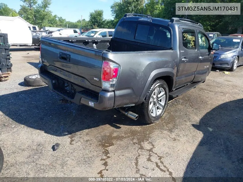 2018 Toyota Tacoma Limited VIN: 3TMGZ5AN5JM170431 Lot: 39780322