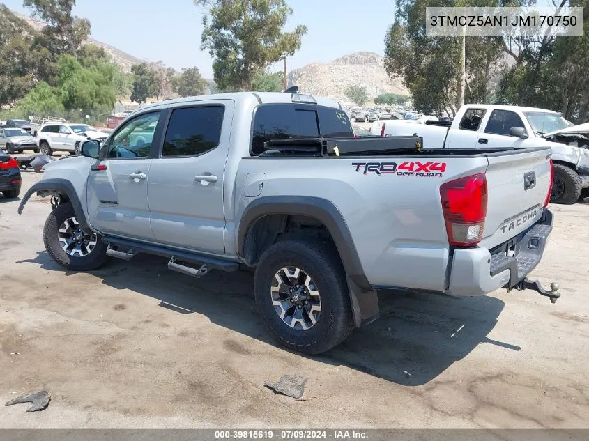 2018 Toyota Tacoma Trd Off Road VIN: 3TMCZ5AN1JM170750 Lot: 39815619