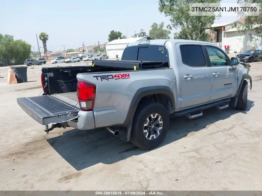 2018 Toyota Tacoma Trd Off Road VIN: 3TMCZ5AN1JM170750 Lot: 39815619