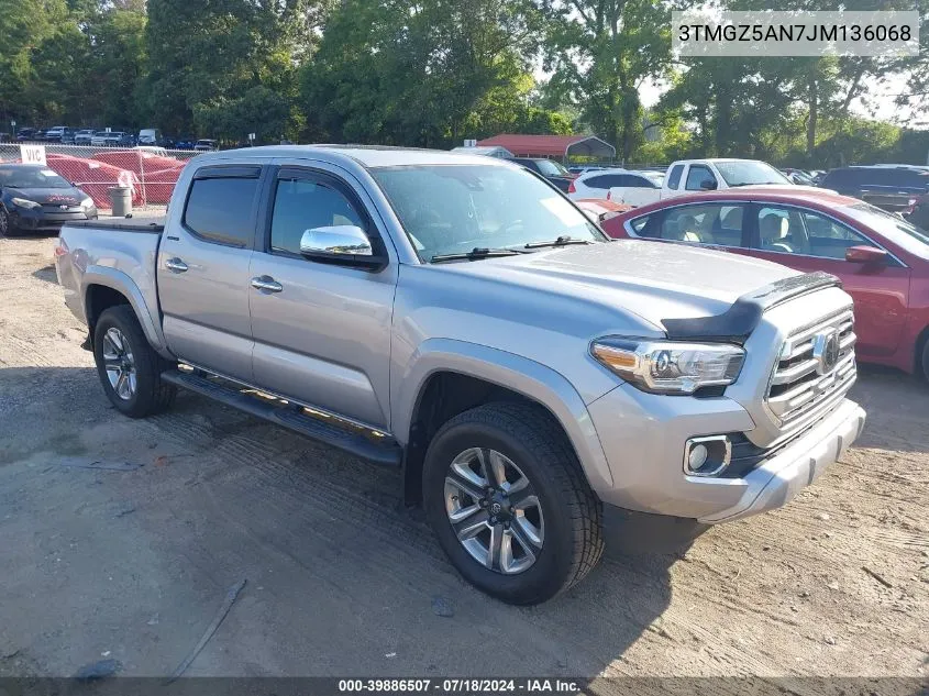 2018 Toyota Tacoma Limited VIN: 3TMGZ5AN7JM136068 Lot: 39886507