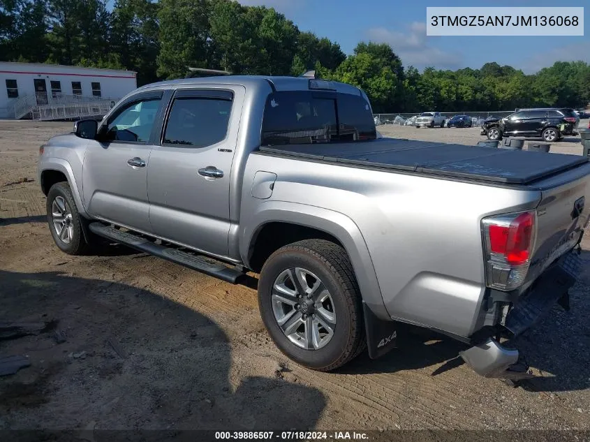 2018 Toyota Tacoma Limited VIN: 3TMGZ5AN7JM136068 Lot: 39886507