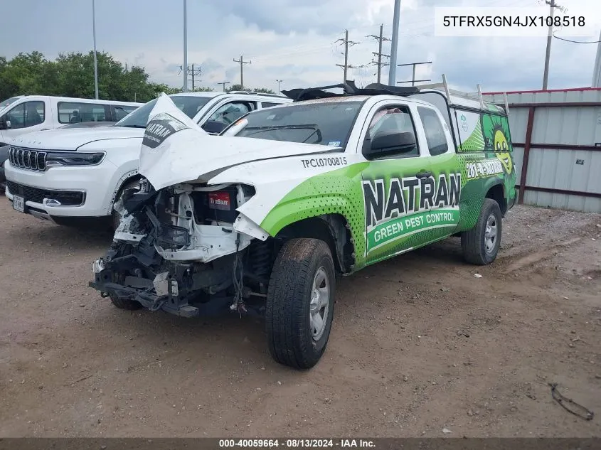 2018 Toyota Tacoma Sr VIN: 5TFRX5GN4JX108518 Lot: 40059664