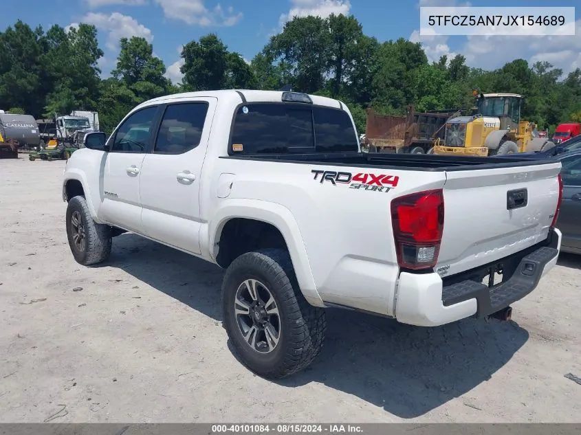 2018 Toyota Tacoma Trd Sport VIN: 5TFCZ5AN7JX154689 Lot: 40101084