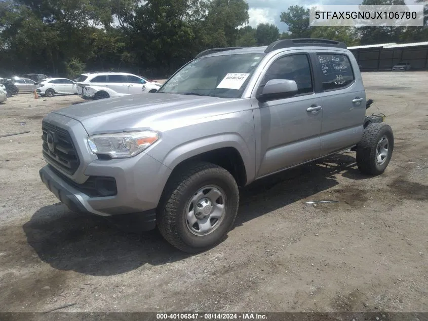 2018 Toyota Tacoma Sr VIN: 5TFAX5GN0JX106780 Lot: 40106547