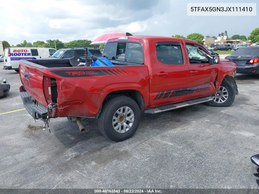 2018 Toyota Tacoma Sr VIN: 5TFAX5GN3JX111410 Lot: 40163843