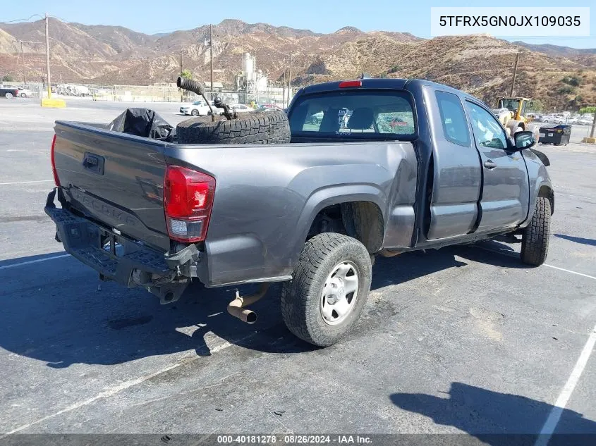 2018 Toyota Tacoma Sr VIN: 5TFRX5GN0JX109035 Lot: 40181278