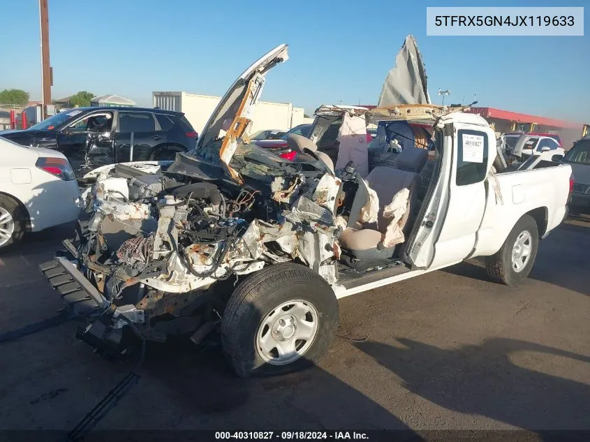 2018 Toyota Tacoma Access Cab/Sr/Sr5/Trd Spt VIN: 5TFRX5GN4JX119633 Lot: 40310827