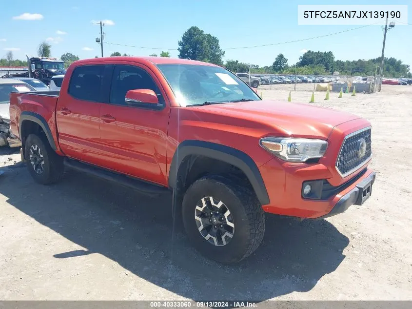 2018 Toyota Tacoma Trd Off Road VIN: 5TFCZ5AN7JX139190 Lot: 40333060