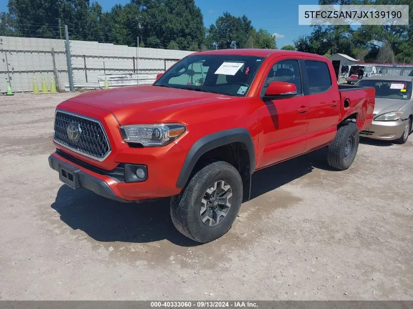 2018 Toyota Tacoma Trd Off Road VIN: 5TFCZ5AN7JX139190 Lot: 40333060