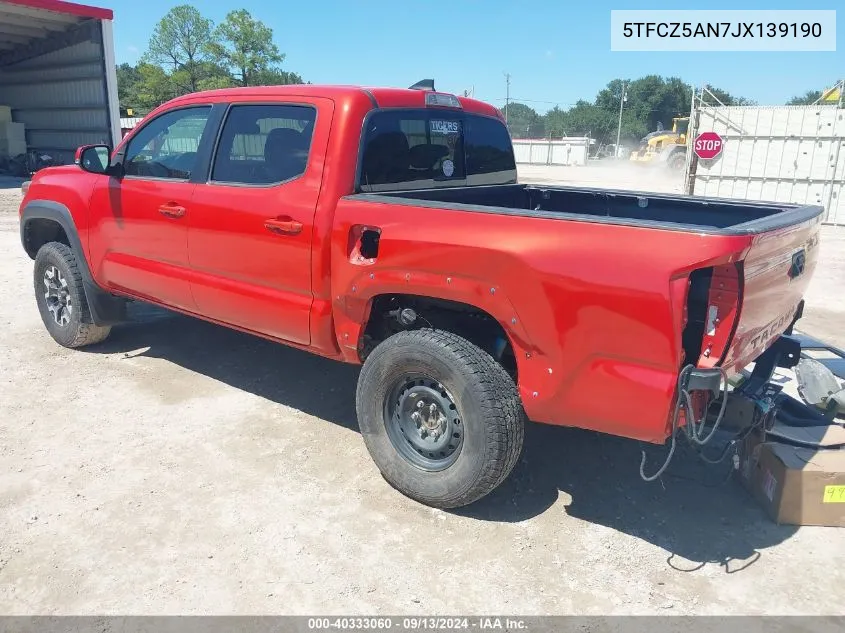 2018 Toyota Tacoma Trd Off Road VIN: 5TFCZ5AN7JX139190 Lot: 40333060