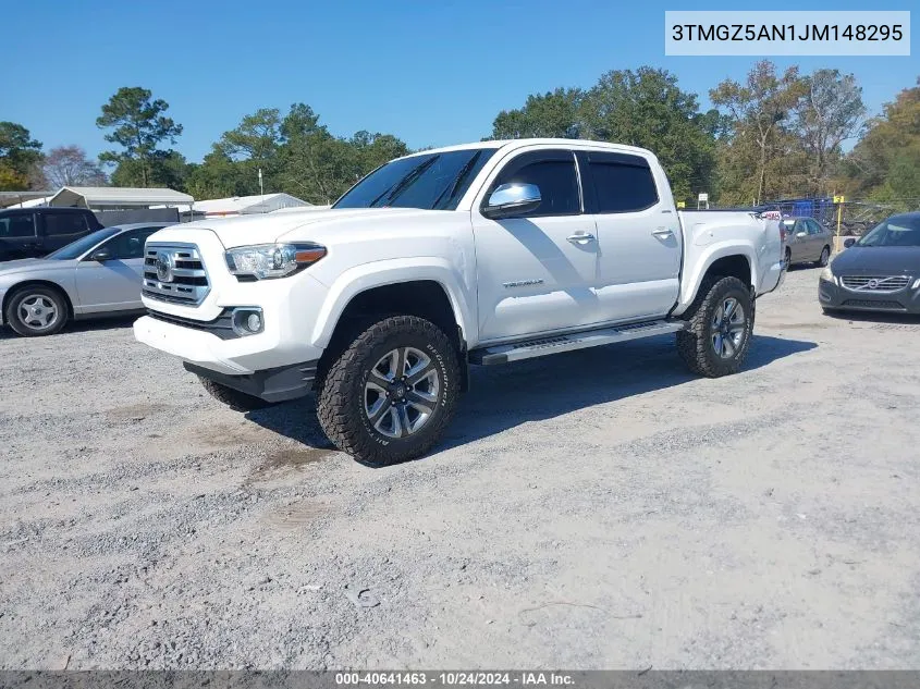 2018 Toyota Tacoma Limited VIN: 3TMGZ5AN1JM148295 Lot: 40641463