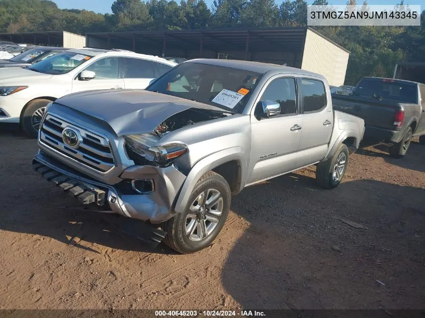 2018 Toyota Tacoma Limited VIN: 3TMGZ5AN9JM143345 Lot: 40645203