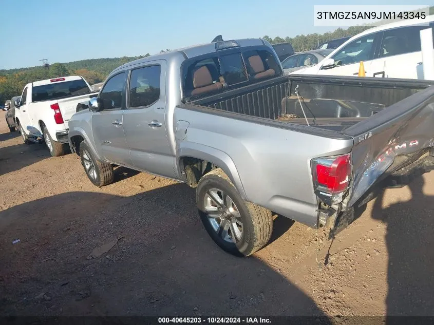 2018 Toyota Tacoma Limited VIN: 3TMGZ5AN9JM143345 Lot: 40645203