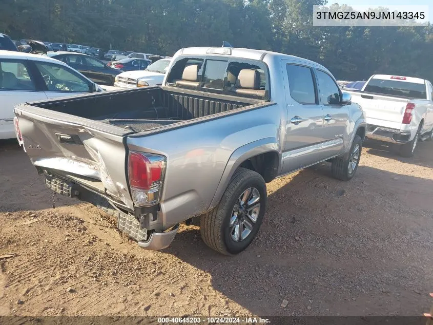 2018 Toyota Tacoma Limited VIN: 3TMGZ5AN9JM143345 Lot: 40645203