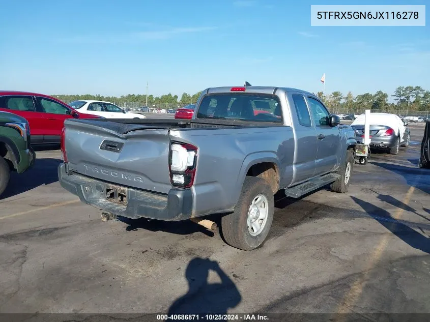 2018 Toyota Tacoma Sr VIN: 5TFRX5GN6JX116278 Lot: 40686871