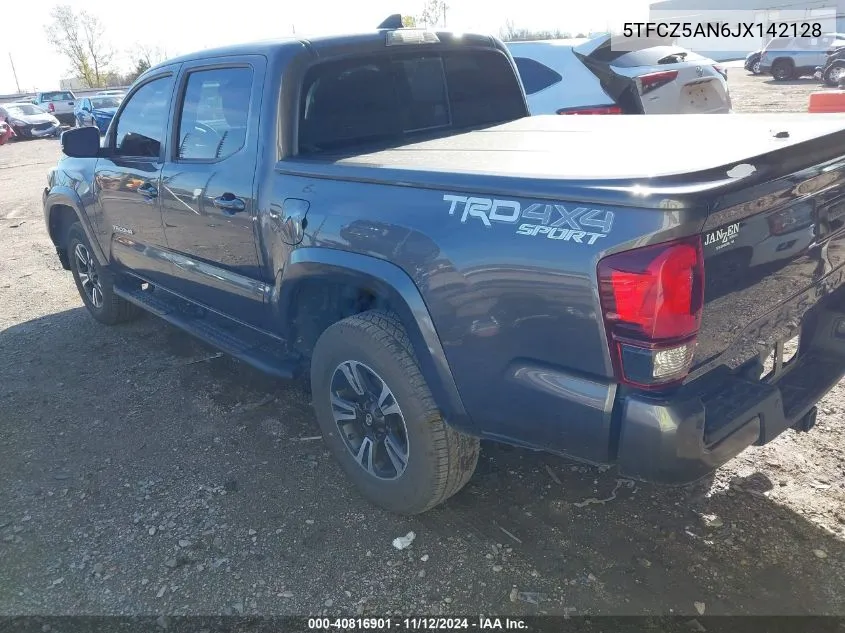 2018 Toyota Tacoma Trd Sport VIN: 5TFCZ5AN6JX142128 Lot: 40816901