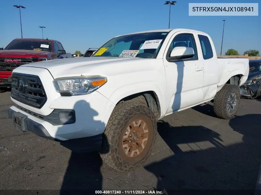 2018 Toyota Tacoma Sr VIN: 5TFRX5GN4JX108941 Lot: 40817240