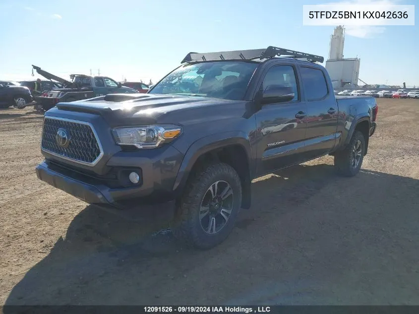 2019 Toyota Tacoma Double Cab/Sr5/Trd Sport/Trd Off Road VIN: 5TFDZ5BN1KX042636 Lot: 12091526