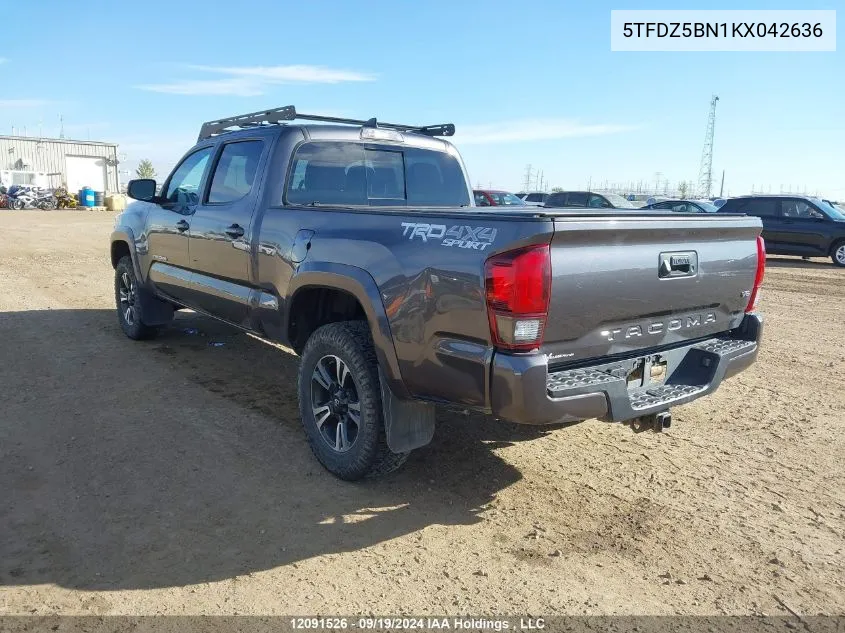 2019 Toyota Tacoma Double Cab/Sr5/Trd Sport/Trd Off Road VIN: 5TFDZ5BN1KX042636 Lot: 12091526