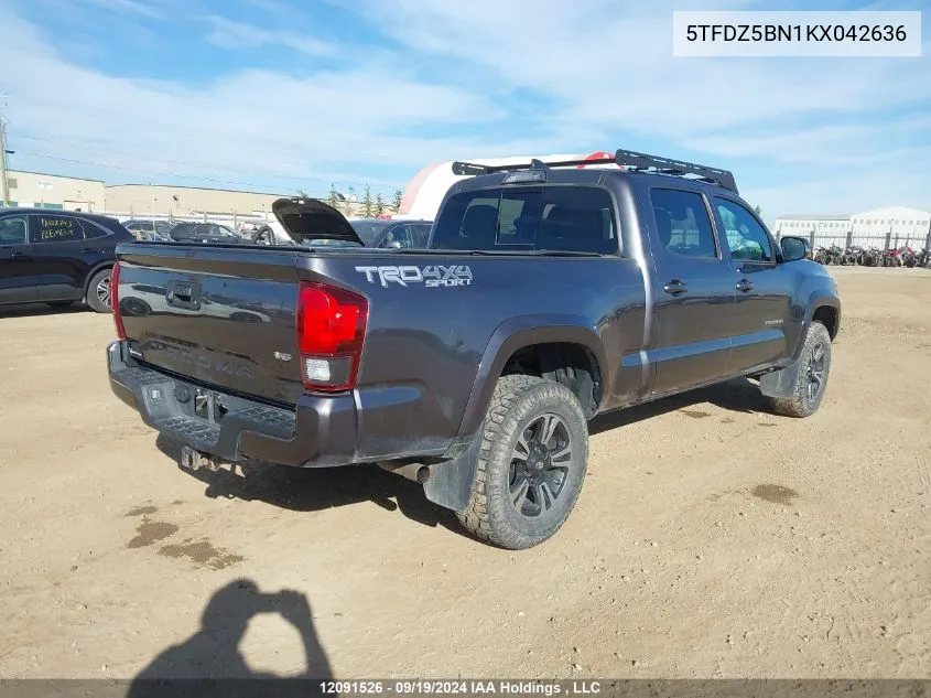 2019 Toyota Tacoma Double Cab/Sr5/Trd Sport/Trd Off Road VIN: 5TFDZ5BN1KX042636 Lot: 12091526