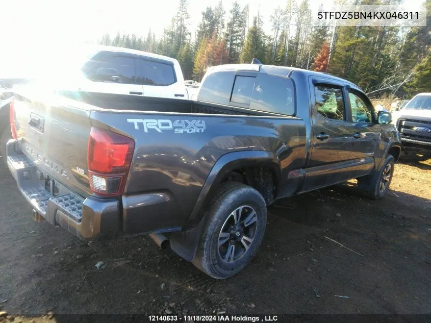 2019 Toyota Tacoma Double Cab/Sr5/Trd Sport/Trd Off Road VIN: 5TFDZ5BN4KX046311 Lot: 12140633