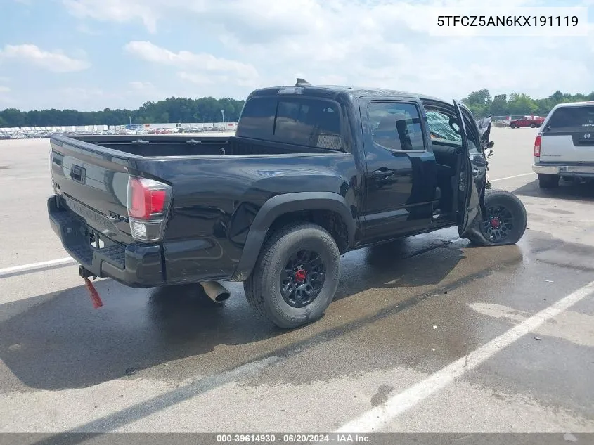 2019 Toyota Tacoma Trd Pro VIN: 5TFCZ5AN6KX191119 Lot: 39614930