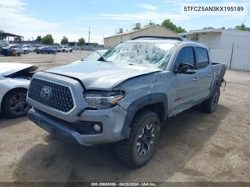 2019 Toyota Tacoma Trd Off Road VIN: 5TFCZ5AN3KX195189 Lot: 39688586