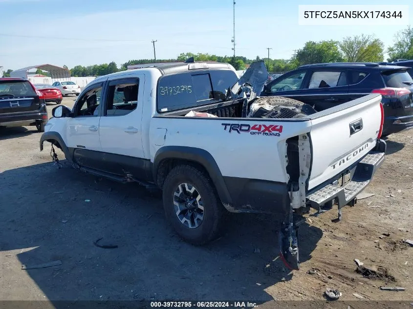 2019 Toyota Tacoma Trd Off Road VIN: 5TFCZ5AN5KX174344 Lot: 39732795