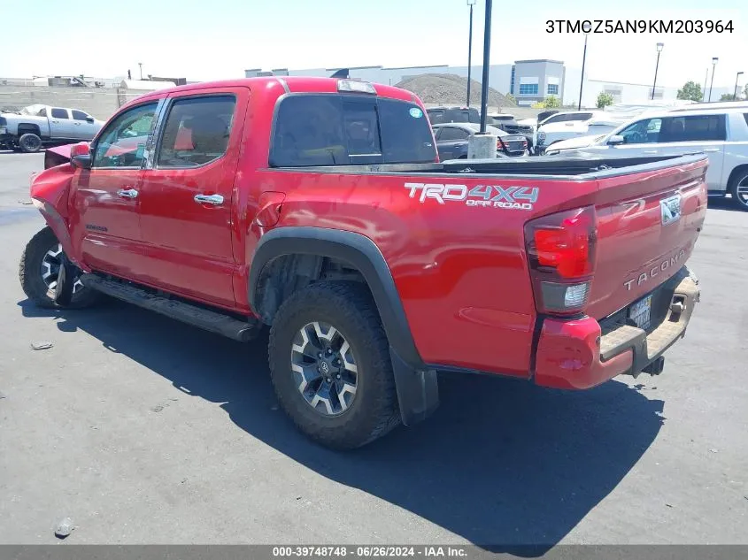 2019 Toyota Tacoma Trd Off Road VIN: 3TMCZ5AN9KM203964 Lot: 39748748