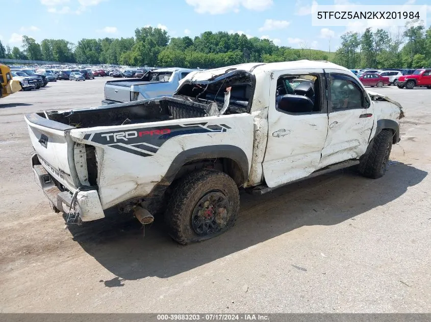 2019 Toyota Tacoma Trd Pro VIN: 5TFCZ5AN2KX201984 Lot: 39883203