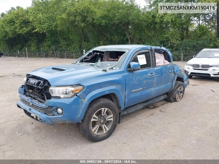 2019 Toyota Tacoma Trd Sport VIN: 3TMCZ5ANXKM190416 Lot: 39952186