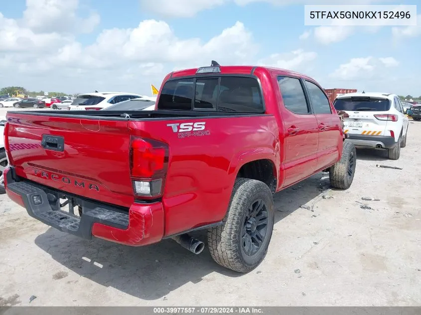 2019 Toyota Tacoma Sr VIN: 5TFAX5GN0KX152496 Lot: 39977557