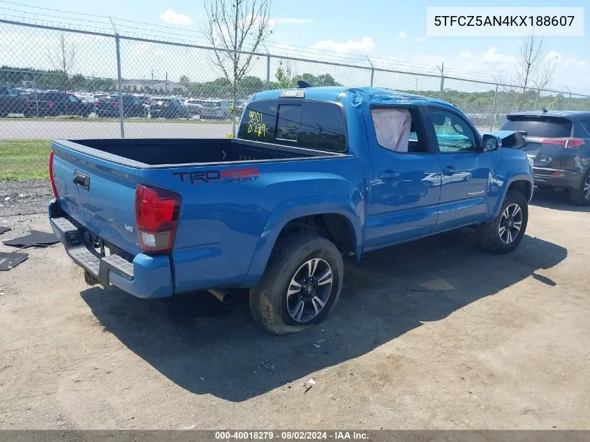 2019 Toyota Tacoma Trd Sport VIN: 5TFCZ5AN4KX188607 Lot: 40018279