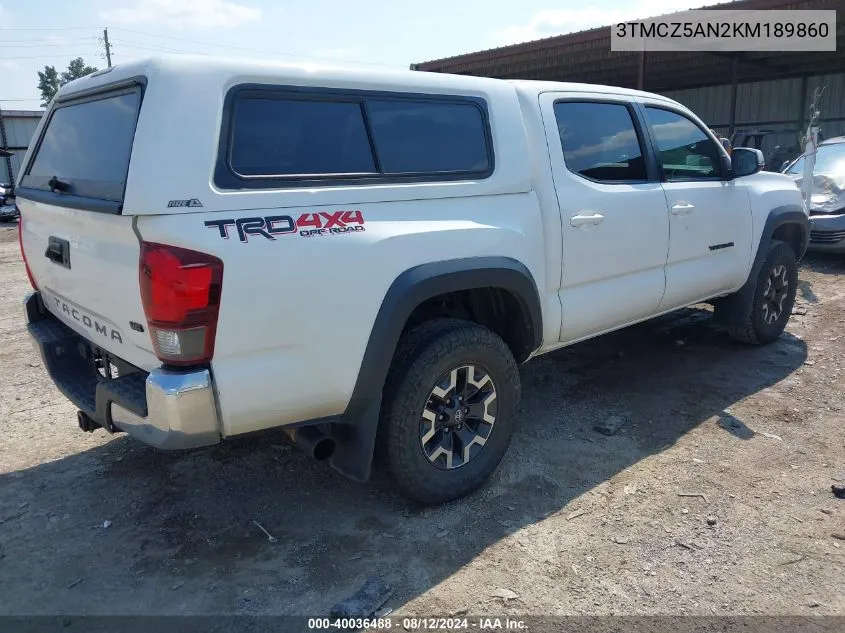 2019 Toyota Tacoma Trd Off Road VIN: 3TMCZ5AN2KM189860 Lot: 40036488