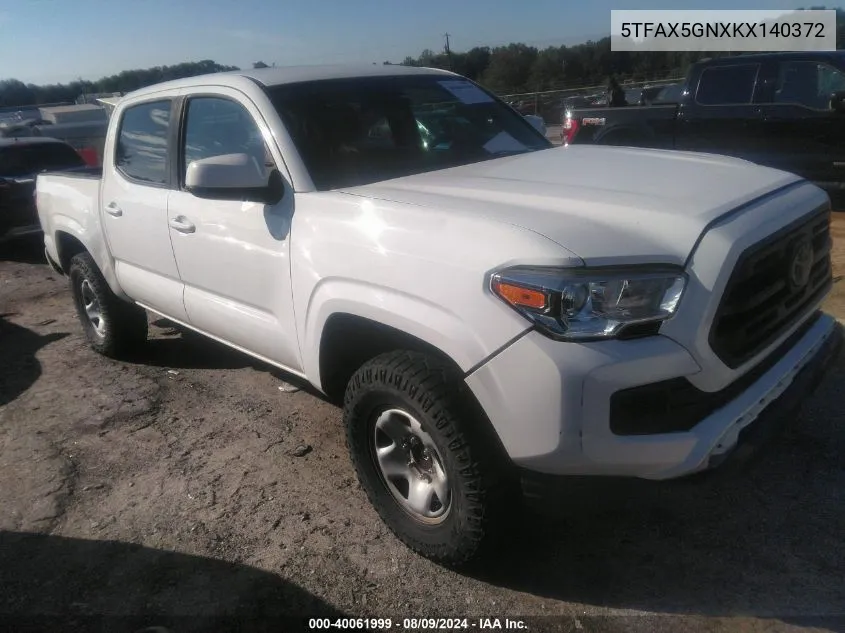 2019 Toyota Tacoma Sr VIN: 5TFAX5GNXKX140372 Lot: 40061999