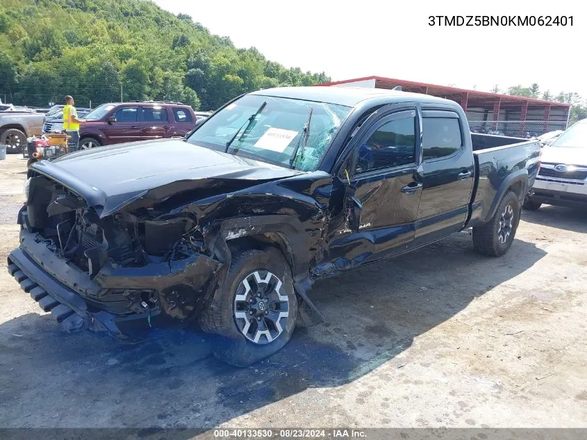 2019 Toyota Tacoma Trd Off Road VIN: 3TMDZ5BN0KM062401 Lot: 40133530