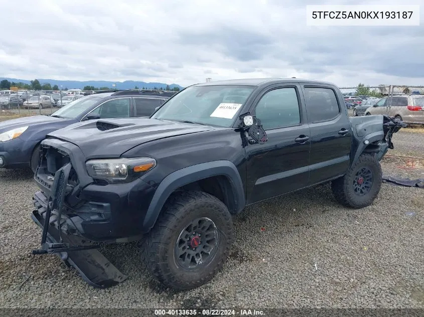 5TFCZ5AN0KX193187 2019 Toyota Tacoma Trd Pro