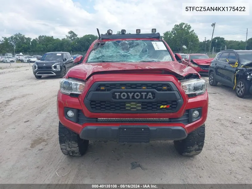 2019 Toyota Tacoma Trd Off Road VIN: 5TFCZ5AN4KX175422 Lot: 40135108