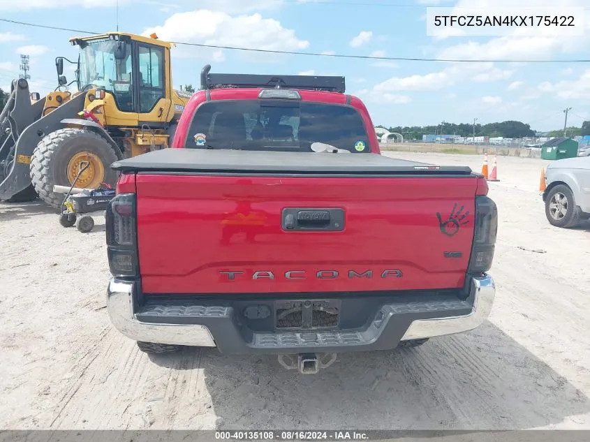 2019 Toyota Tacoma Trd Off Road VIN: 5TFCZ5AN4KX175422 Lot: 40135108