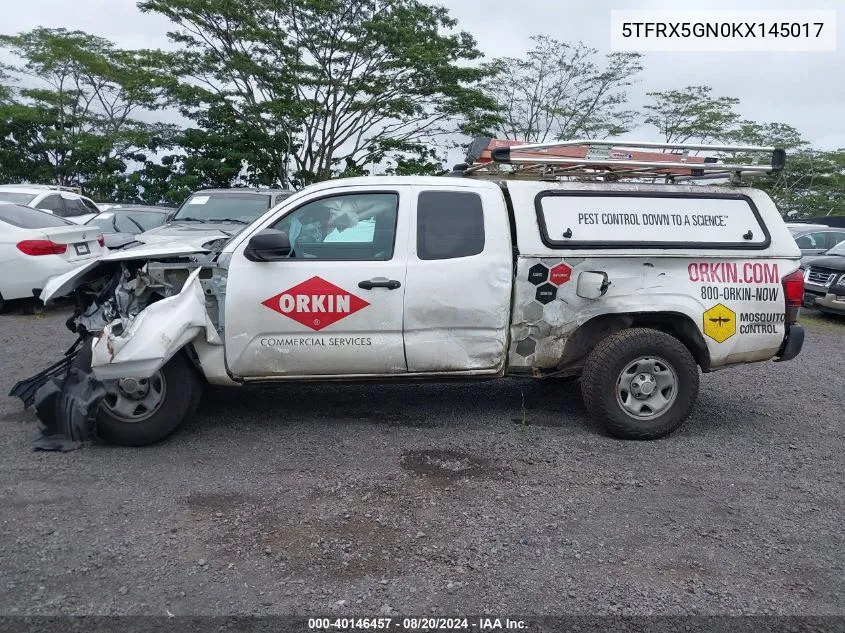 2019 Toyota Tacoma Sr5 VIN: 5TFRX5GN0KX145017 Lot: 40146457