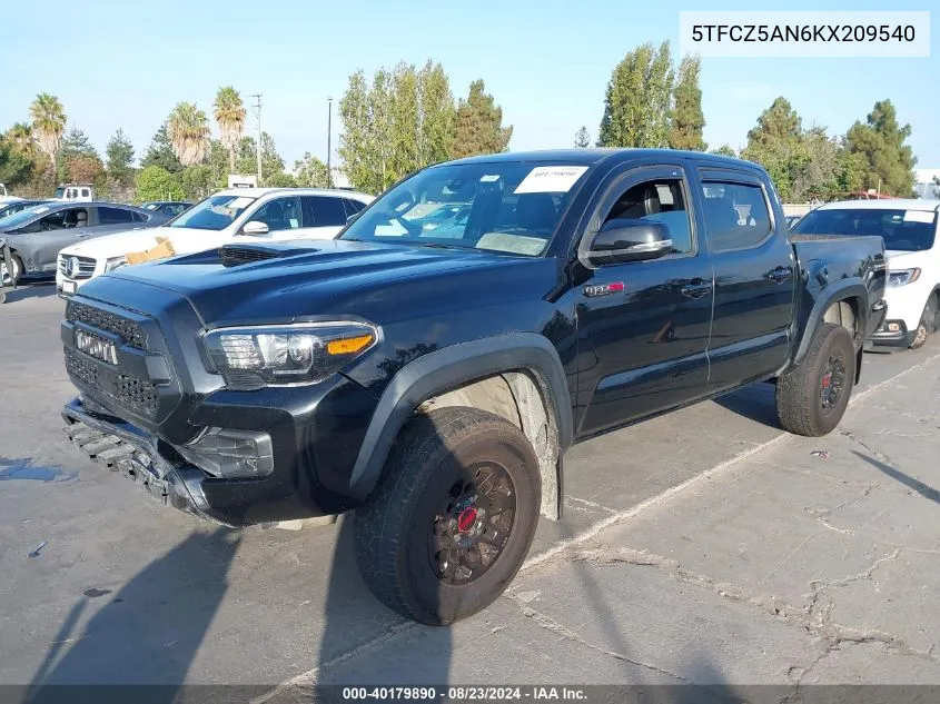 2019 Toyota Tacoma Trd Pro VIN: 5TFCZ5AN6KX209540 Lot: 40179890