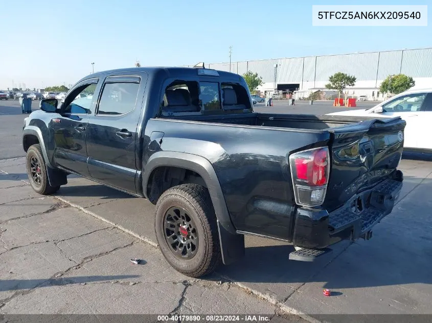 2019 Toyota Tacoma Trd Pro VIN: 5TFCZ5AN6KX209540 Lot: 40179890